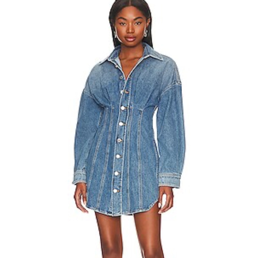 GRLFRND Grace Corset Shirt Dress in Sutro Heights